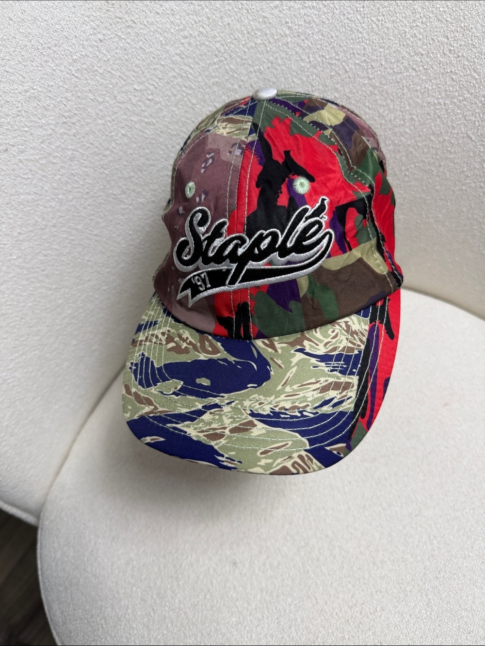 Staple Multi-Color Camo Script Logo Cap